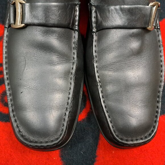 %Salvatore Ferragamo Black Leather Slip-On Loafers Size 11 Men / D3 main image 3